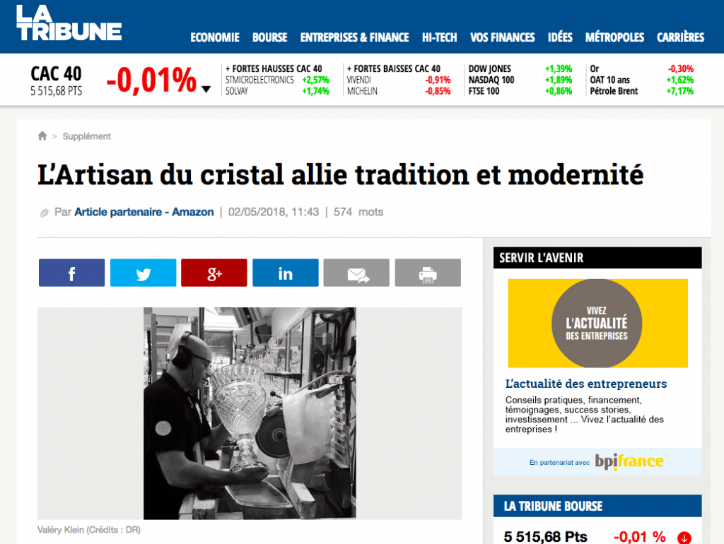 Newspaper La Tribune - Antoine Jourdan designer.