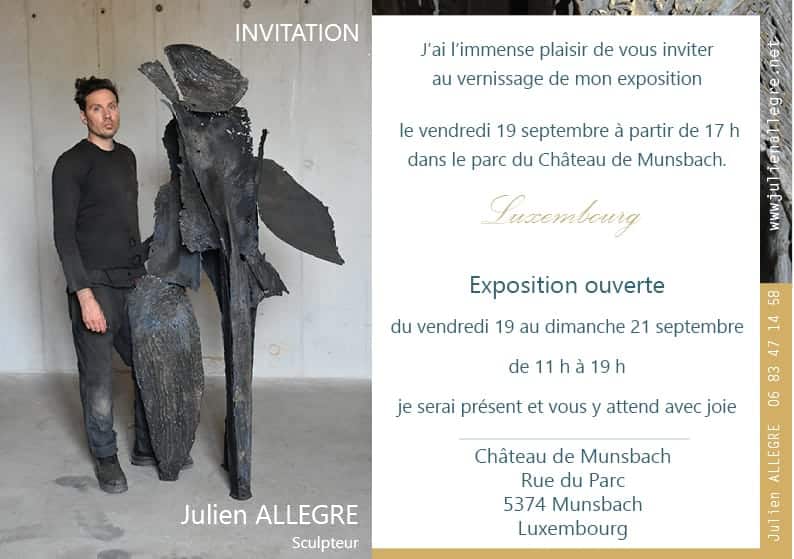 Invitation exposition Julien Allegre Luxembourg septembre 2025