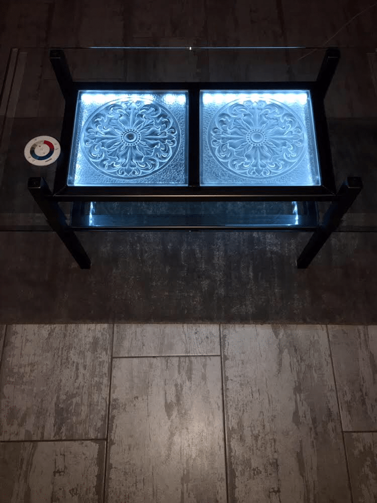 Table basse Manhattan- cristal et acier