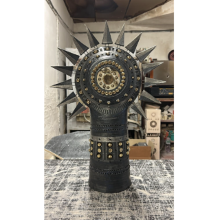 Lampe Soleil de Georges Pelletier en céramique émaillée noir, or et platine
