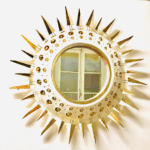 Miroir Georges Pelletier émaillé blanc et or
