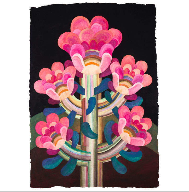 Tableau fleur gouache de Caroline Rennequin