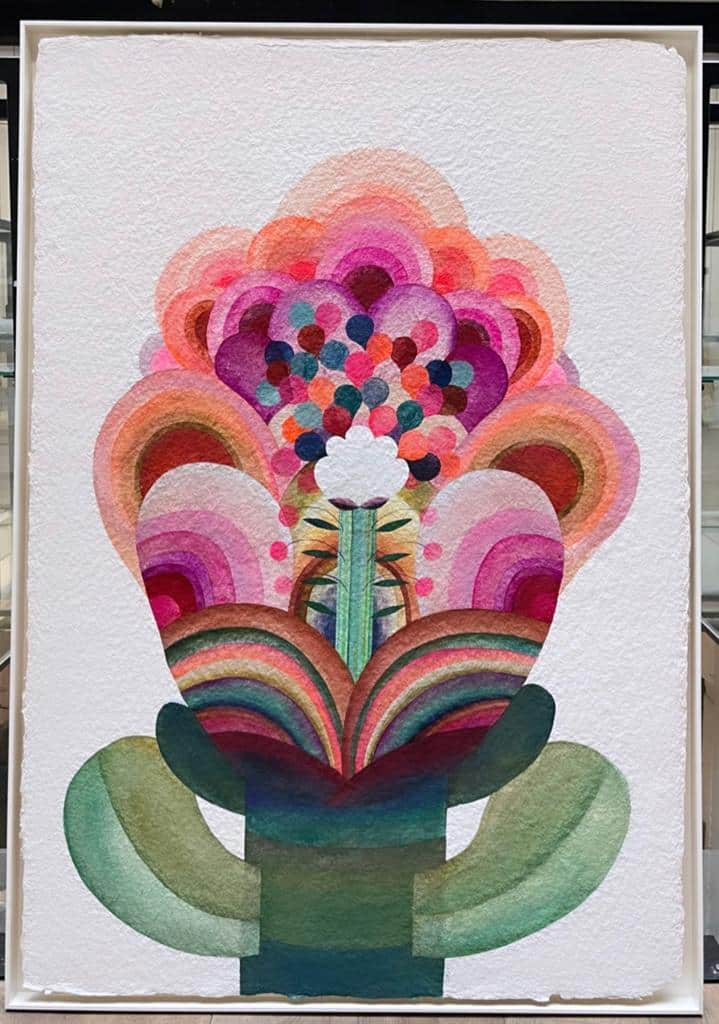 Tableau gouache encadré Fleur de Caroline Rennequin