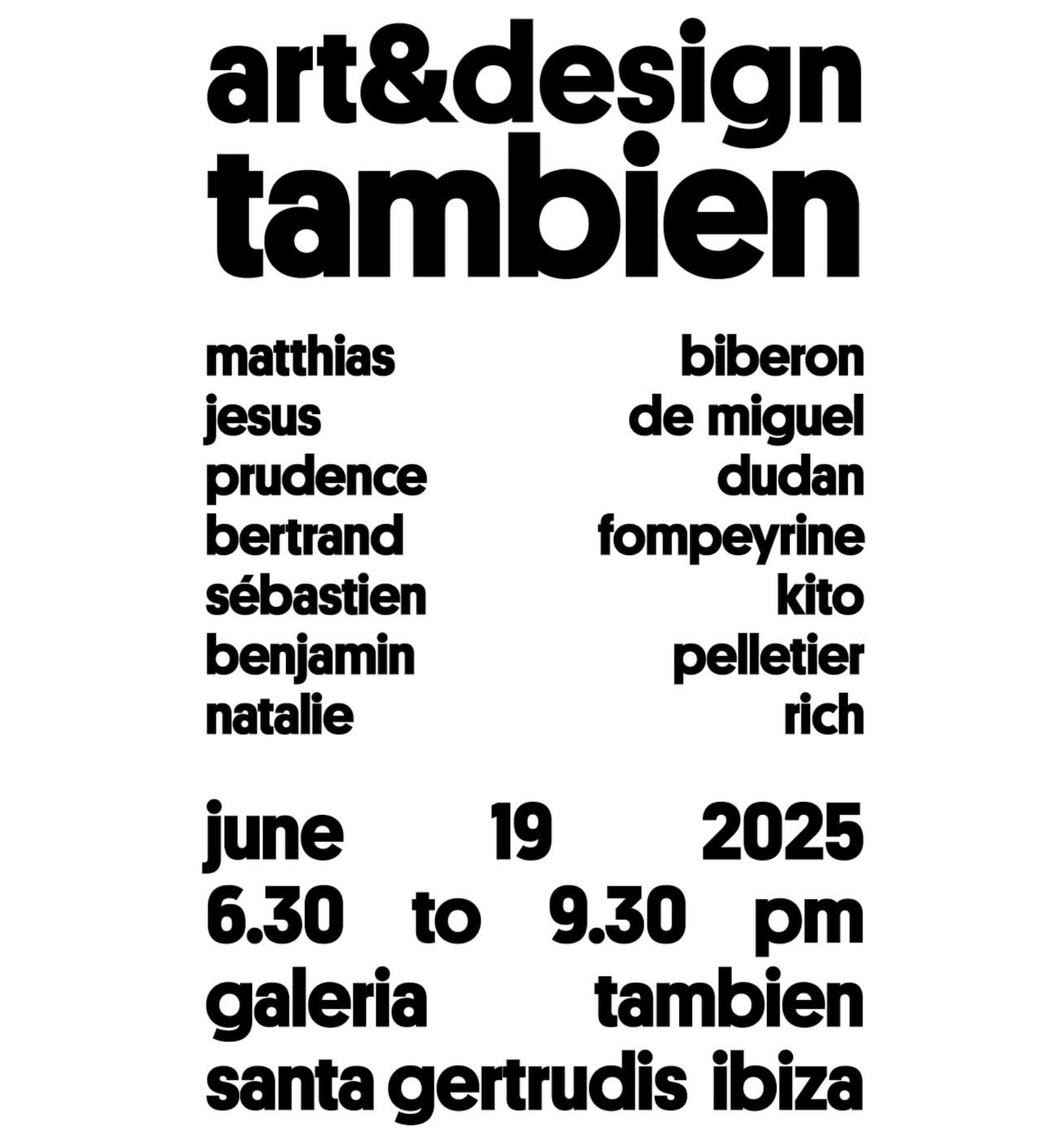 Exposition collective à la Galeria Tambien Ibiza Summer 2025