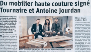 Article paru dans le Progrès Antoine Jourdan et Tournaire Paris pour une gamme de Mobilier Haute Couture