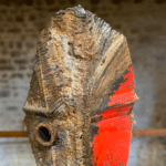 Sculpture de Julien Allegre, acier et bronze-Masque