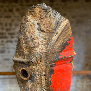 Sculpture de Julien Allegre, acier et bronze-Masque