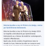 Parution dans Le Progrès Victoire du design Antoine Jourdan 2019