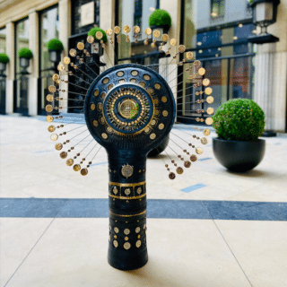 Totem lamp black and gold By Georges Pelletier & Tournaire Paris