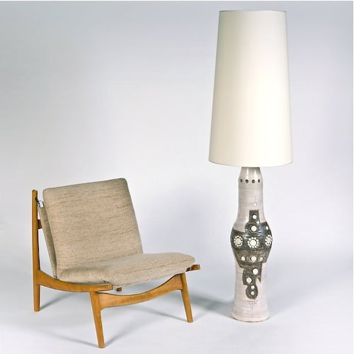 Paire de lampes de Georges Pelletier émaillés brun et blanc