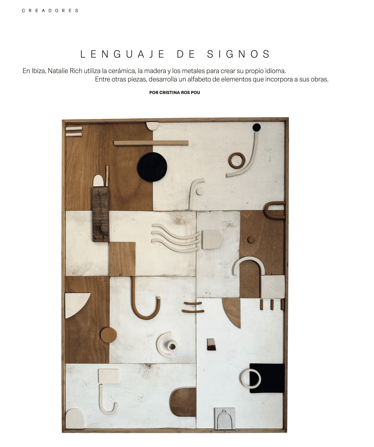 Magazine arquitectura y Diseño. Article sur l'artiste Natalie Rich