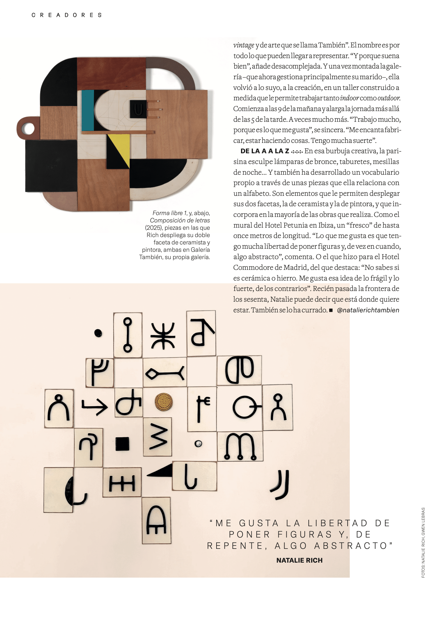 Magazine arquitectura y Diseño. Article sur l'artiste Natalie Rich
