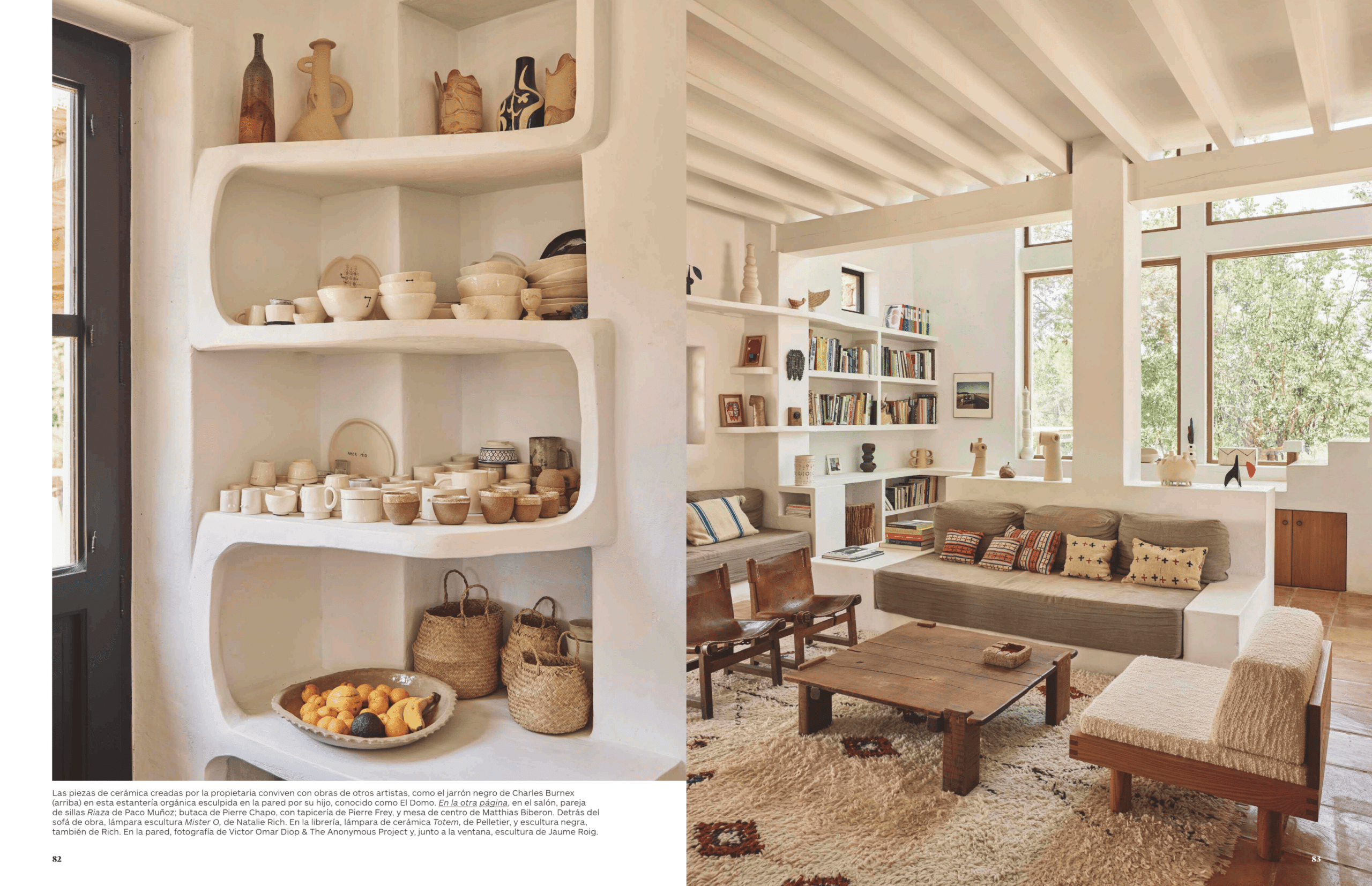 Ad Spain juillet 2024 reportage sur l'incroyable finca et la Galeria Tambien à Ibiza chez Jorge Fernández et Natalie Rich.