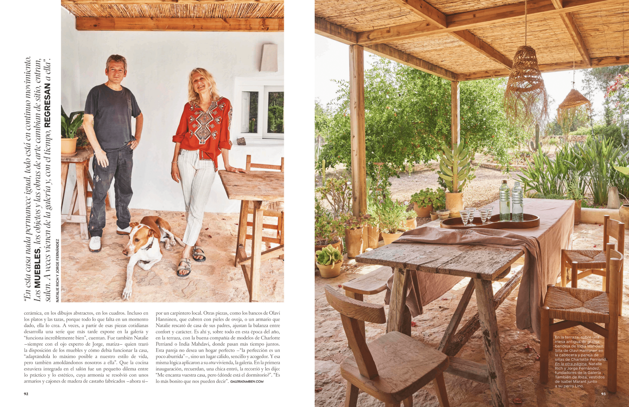 Ad Spain juillet 2024 reportage sur l'incroyable finca et la Galeria Tambien à Ibiza chez Jorge Fernández et Natalie Rich.