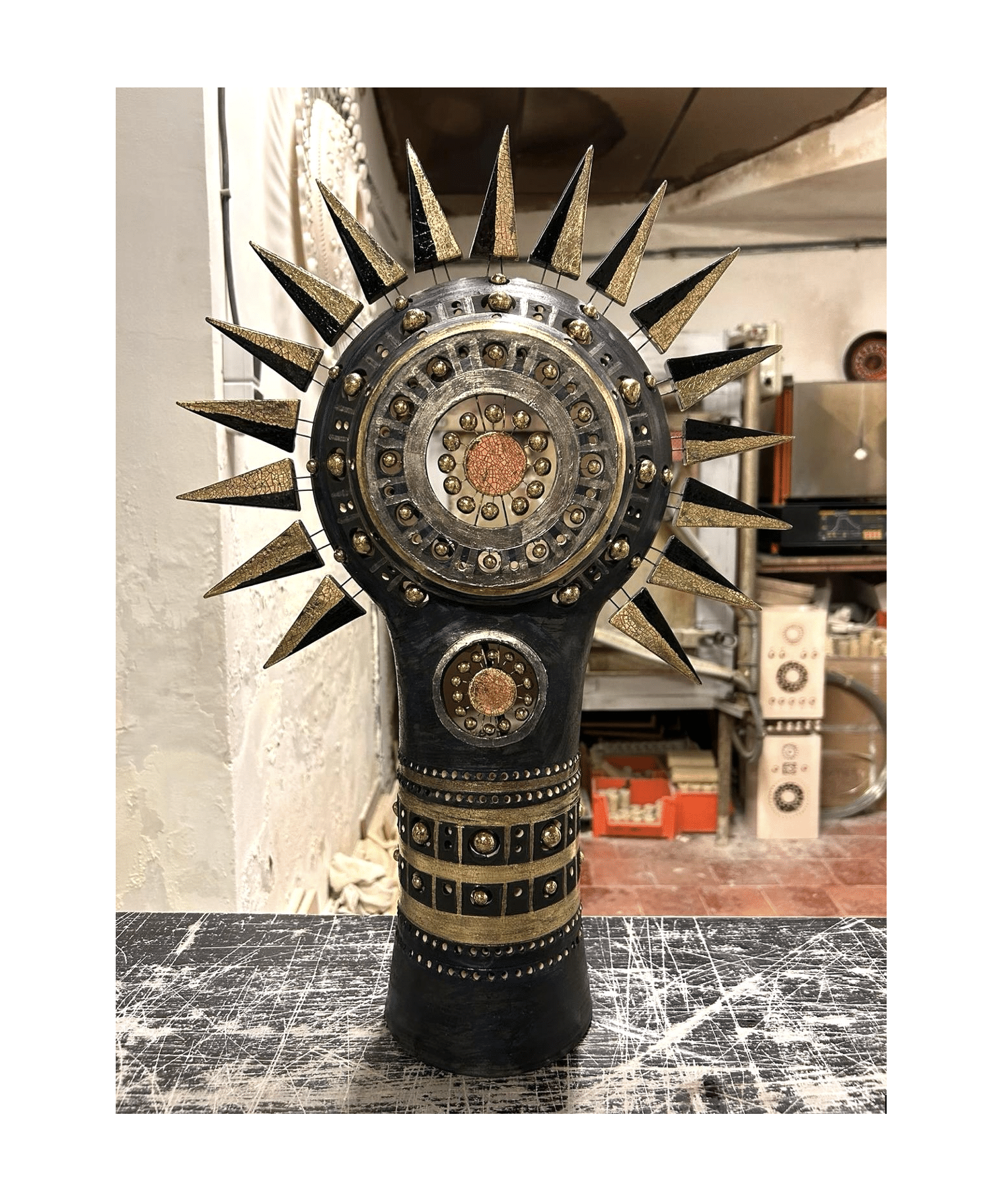Lampe Soleil en céramique de Georges Pelletier
