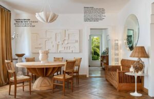 Lights and ceramics by Georges Pelletier in a Basque home, featured in ELLE Décoration
