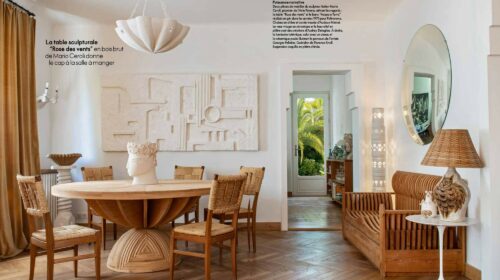 Luminaires et céramiques de Georges Pelletier dans une maison basque, reportage ELLE Décoration